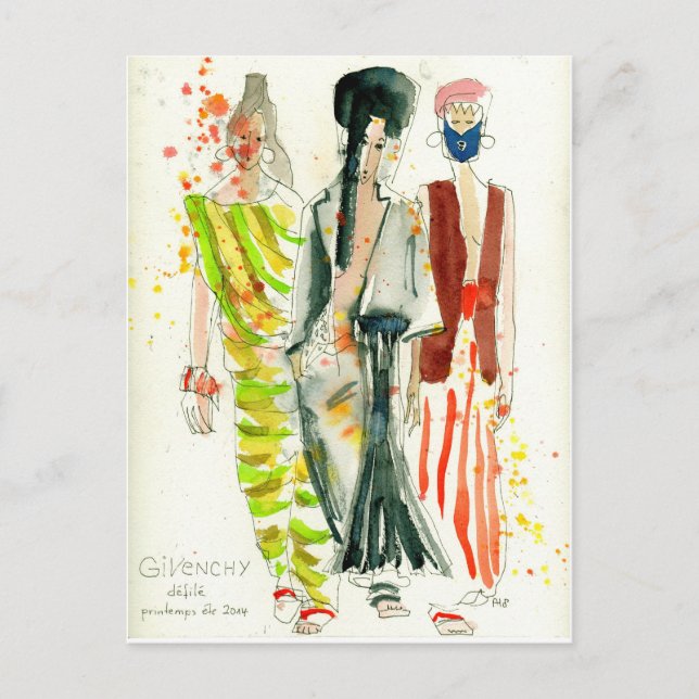 Givenchy Fashion Show Paris - fashion illustration Postcard (Front)