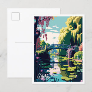 Giverny France Travel Vintage Illustration Postcard