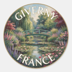 Giverny France Water Garden Scenic travel Landscap Classic Round Sticker