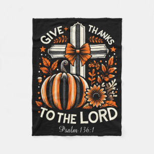 Givethanks To The Lord Fall Cross Christian Thanks Fleece Blanket