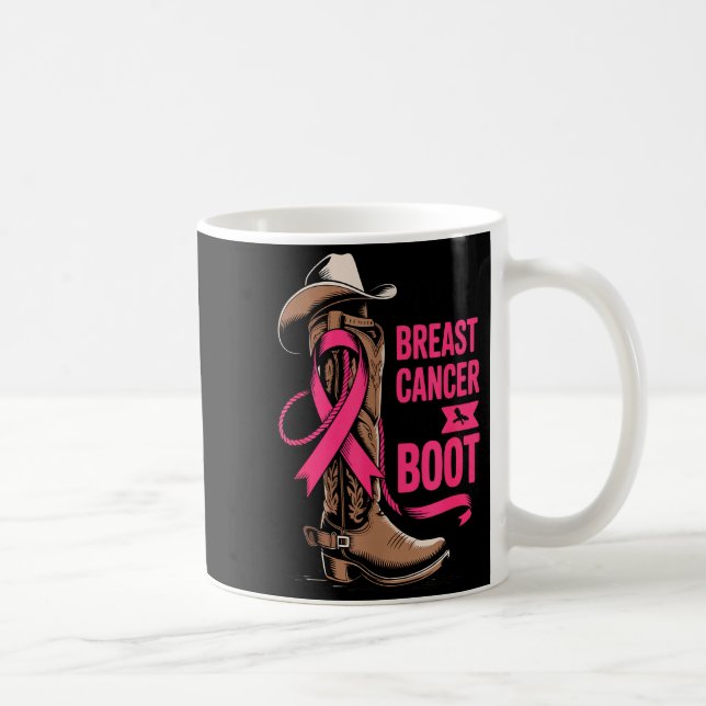 Giving Breast Cancer The Boot Cowboy Design  Coffee Mug (Right)