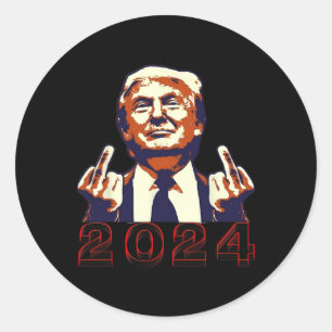 Giving Finger 2024 Flipping Off Design Classic Round Sticker