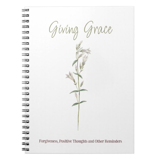 Giving Grace Forgiveness White Wildflower Notebook (Front)