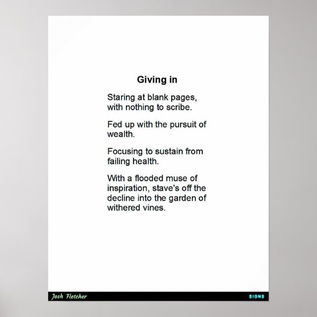 Giving In Poster (Front)