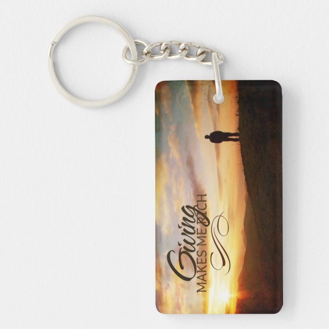 "Giving makes me rich" Motivation Affirmation Key Ring (Front)