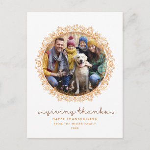 Giving Thanks Wreath Thanksgiving Photo Postcard