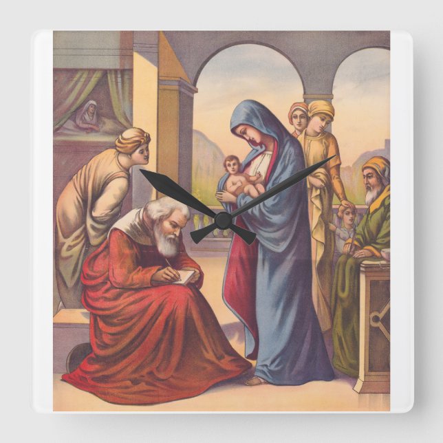 Giving the child John a name Square Wall Clock (Front)