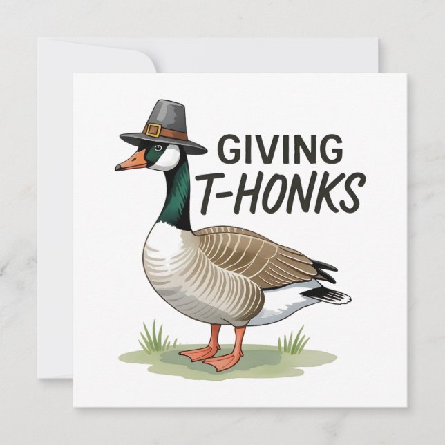Giving Thonks Thanksgiving Goose  Holiday Card (Front)