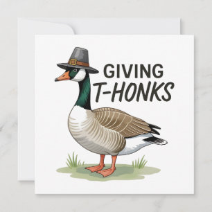 Giving Thonks Thanksgiving Goose Holiday Card