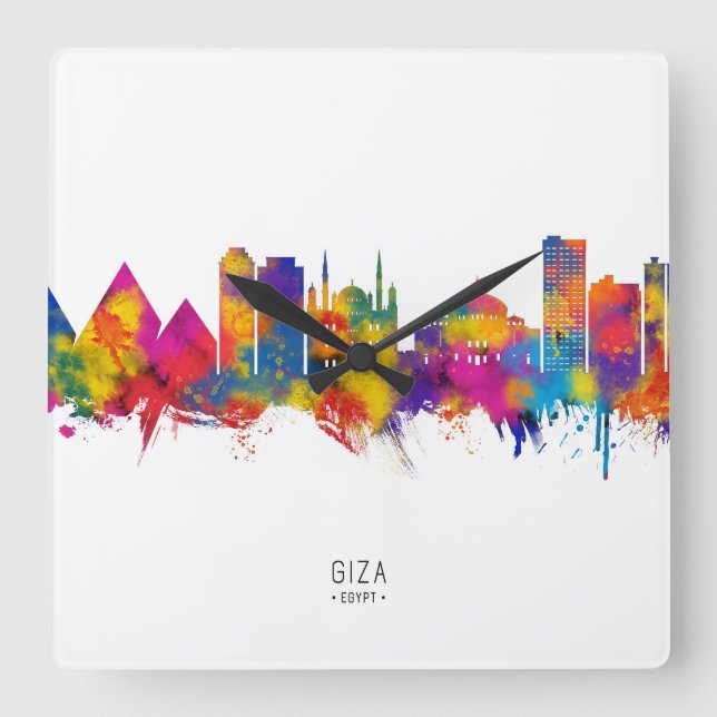 Giza Egypt Skyline Square Wall Clock (Front)