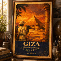 Giza Egypt Vintage Travel Poster | Pyramid &SphinX