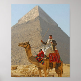 Giza pyramids and Camel Ride , Egypt Travel  Poster