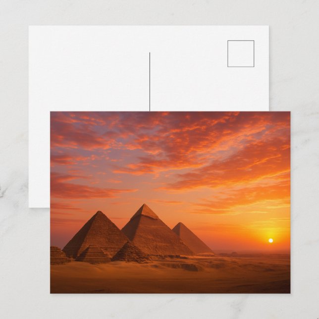 Giza Pyramids Sunset Scenic Egyptian Postcard (Front/Back)