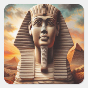Giza Sphinx Head with Pyramids Egypt Travel Square Sticker