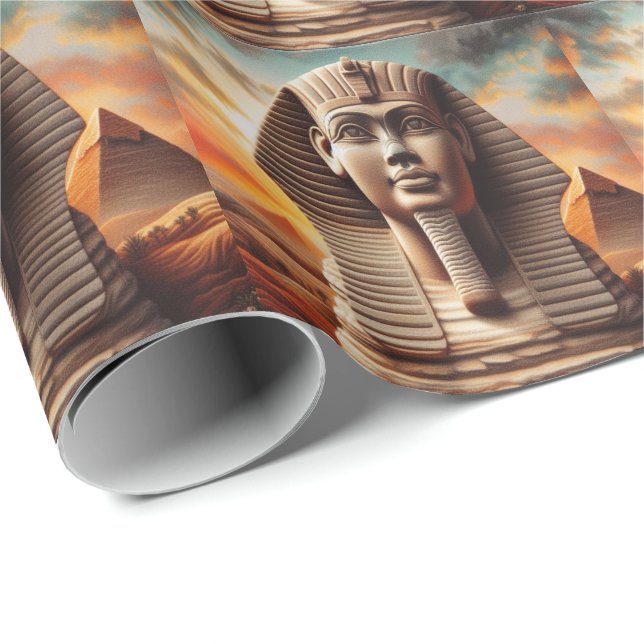 Giza Sphinx Head with Pyramids Egypt Travel Wrapping Paper (Roll Corner)