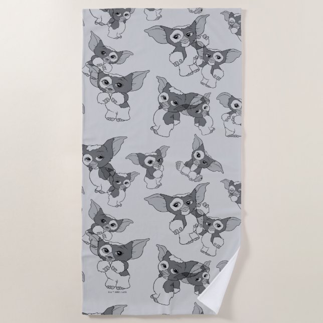 Gizmo | Black & White Pattern Beach Towel (Front)