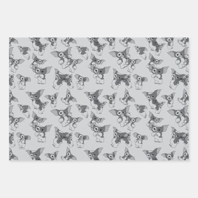Gizmo | Black & White Pattern Wrapping Paper Sheet (Front)