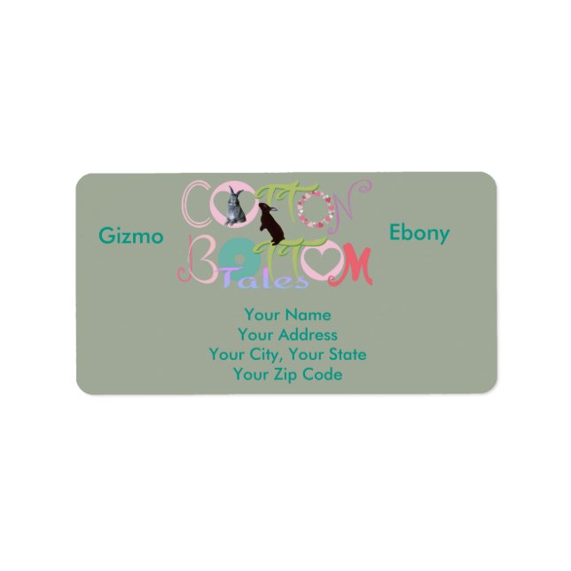 Gizmo & Ebony Cotton Bottom Tales Address Labels (Front)