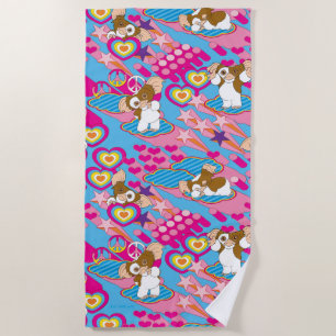 Gizmo   Pink Peace & Love Pattern Beach Towel