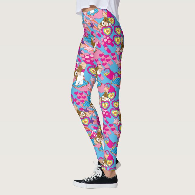 Gizmo | Pink Peace & Love Pattern Leggings (Left)