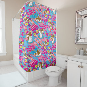 Gizmo Pink Peace & Love Pattern Shower Curtain