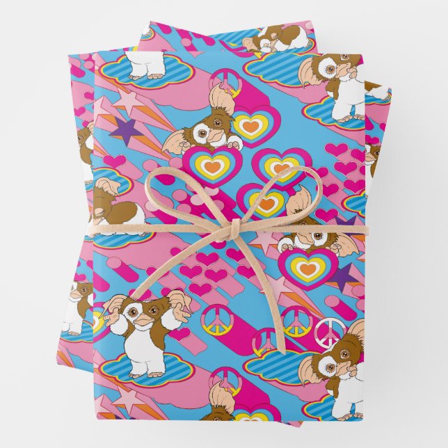Gizmo | Pink Peace & Love Pattern Wrapping Paper Sheet (In situ)