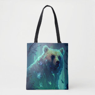Gizzly Bear Animal Portrait Painting Wildlife Tote Bag