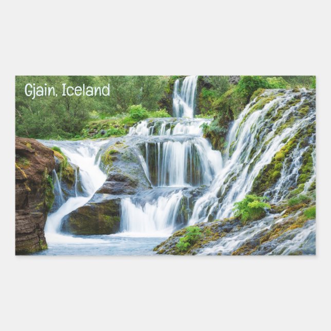 Gjain Waterfalls, Iceland Rectangular Sticker (Front)