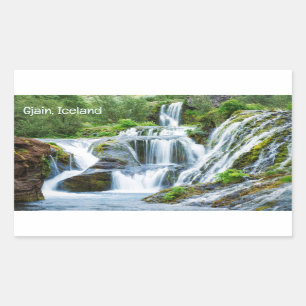 Gjain Waterfalls, Iceland Rectangular Sticker