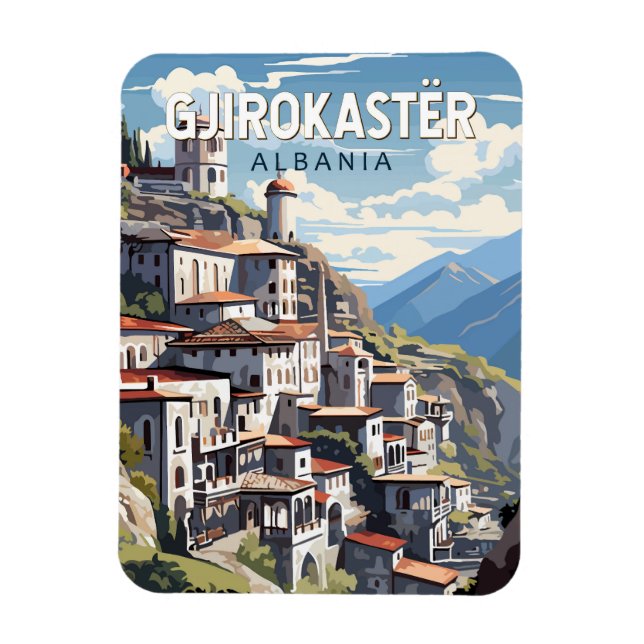 Gjirokaster Albania Travel Art Vintage Magnet (Vertical)