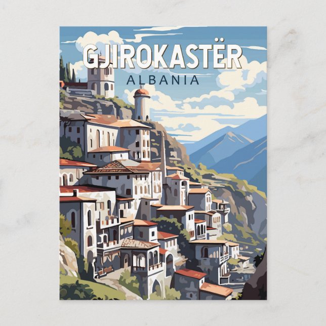 Gjirokaster Albania Travel Art Vintage Postcard (Front)