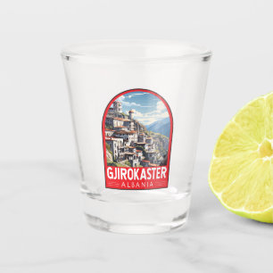 Gjirokaster Albania Travel Art Vintage Shot Glass