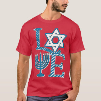 gJLb Love Hanukkah Happy Hanukkah Menorah Jewish L T-Shirt