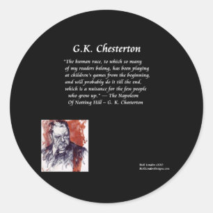 GK Chesterton & Opening Book Line Classic Round Sticker
