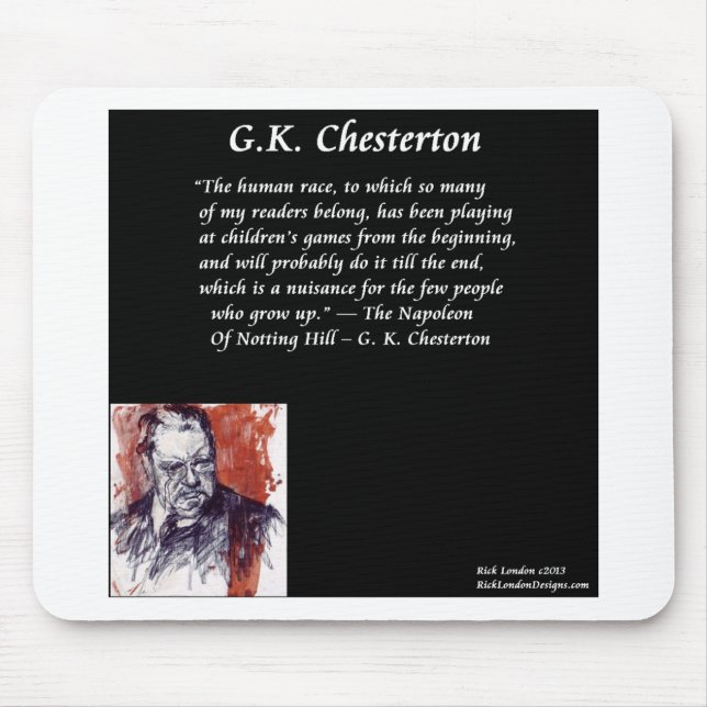 GK Chesterton & Opening Book Line Mouse Mat (Front)