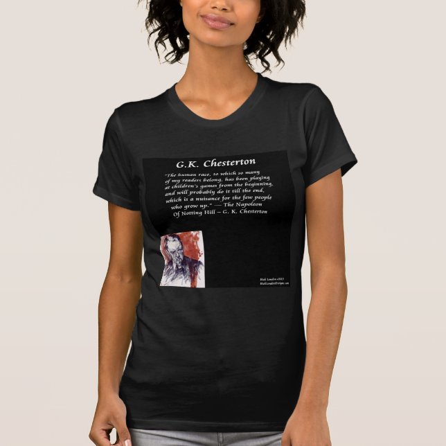 GK Chesterton & Opening Book Line T-Shirt (Front)