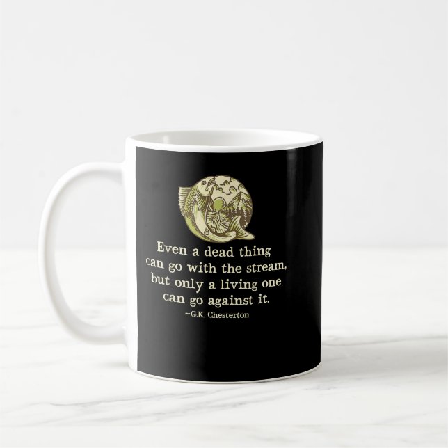 GK Chesterton Quote Catholic Humour Fishing Men Fu Coffee Mug (Left)