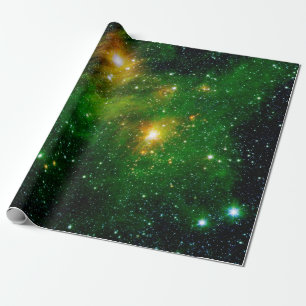 GL490 Green Gas Cloud Nebula - NASA Space Photo Wrapping Paper