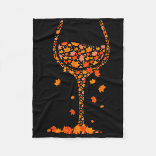 Gl Of Wine Maple Leaf Autumn Fall Funny Drink Wine Fleece Blanket