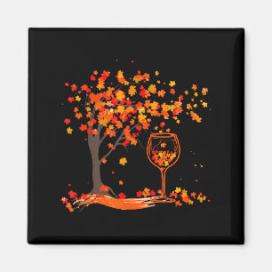 Gl Of Wine Maple Leaf Autumn Fall Funny Drink Wine Magnet