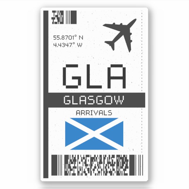 GLA Glasgow Boarding Pass - Scotland Travel (Front)