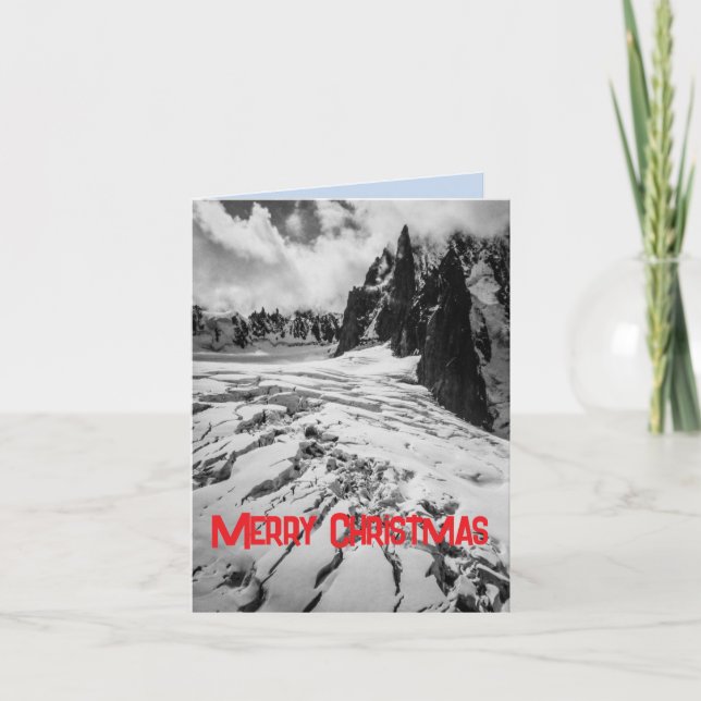 Glacial Crevasse Mont Blanc, France Christmas Card (Front)