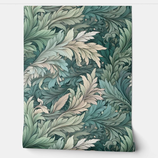 Glacial Flora Symphony Winter Botanical Wallpaper (Unrolling)