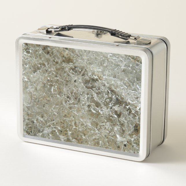 Glacial Ice Abstract Nature Texture Metal Lunch Box (Back)