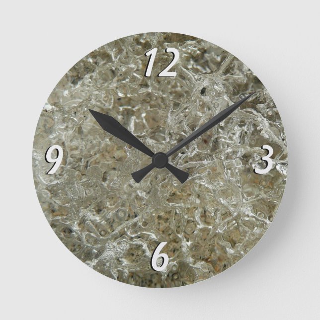 Glacial Ice Abstract Nature Texture Round Clock (Front)