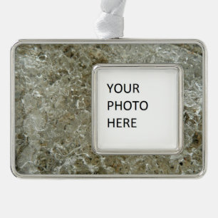 Glacial Ice Abstract Nature Texture Silver Plated Framed Ornament