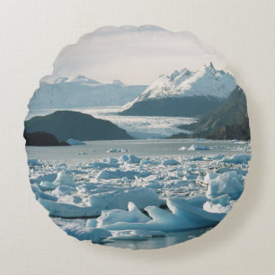 Glacial Icebergs Round Cushion