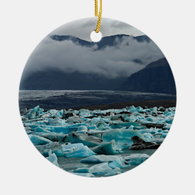 Glacial lake Jokulsarlon - Iceland Ceramic Tree Decoration (Front)