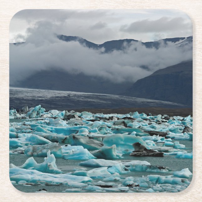 Glacial lake Jokulsarlon - Iceland Square Paper Coaster (Front)