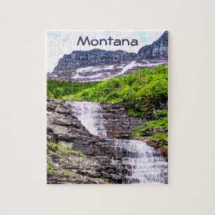 Glacial Melt Waterfalls Rush off Rocky Mountains Jigsaw Puzzle